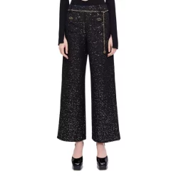Coupon 🛒 Maje Pirosele Wide Leg Pants Black 🌟