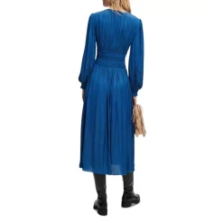 Flash Sale 😀 Maje Riannette Smocked Midi 👗 Dress Blue 🧨 -Women's dress Shop unnamed file 180