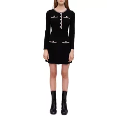 Coupon 😀 Maje Robellow Contrast Trim 👗 Dress Black 😉