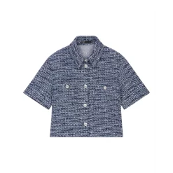 Budget 🎁 Maje Colly Button Front Blouse Blue 🥰 -Women's dress Shop unnamed file 200