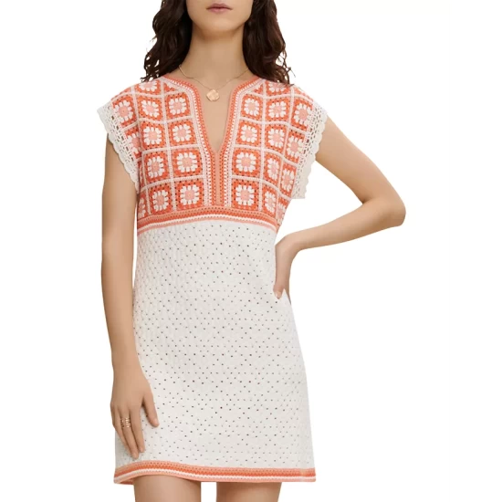 Brand new π Maje Roby Crochet Mini π Dress Orange π 3 Brand new π Maje Roby Crochet Mini π Dress Orange π