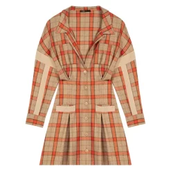 Best deal 🤩 Maje Ravellino Plaid 👗 Dress Orange 😉 -Women's dress Shop unnamed file 226