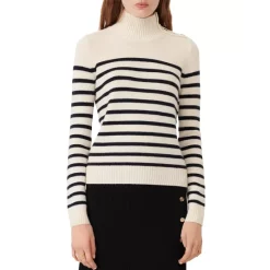 Discount 👍 Maje Montsi Striped Cashmere Sweater Black/white ⭐