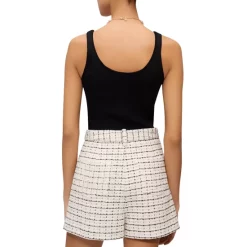 Cheapest 🥰 Maje Italo Tweed Shorts Ecru Black 😀 -Women's dress Shop unnamed file 245