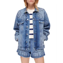 Women's dress Shop 35 Top 10 π Maje Bistrass Studded Denim Jacket Blue π