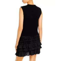 New 😉 Maje Sleeveless Patterned Sweater - 150th Anniversary Exclusive Ecru Black 😉 -Women's dress Shop unnamed file 269