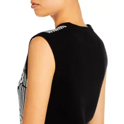 New 😉 Maje Sleeveless Patterned Sweater - 150th Anniversary Exclusive Ecru Black 😉 -Women's dress Shop unnamed file 272