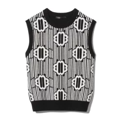 New 😉 Maje Sleeveless Patterned Sweater - 150th Anniversary Exclusive Ecru Black 😉 -Women's dress Shop unnamed file 273