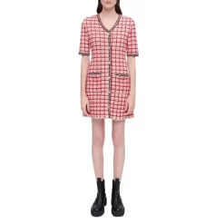Wholesale 😉 Maje Retalo Tweed Shift 👗 Dress Red 👍