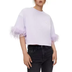 Discount π Maje Plume Feather Trim Tee Purple π₯°