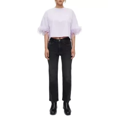 Discount 😍 Maje Plume Feather Trim Tee Purple 🥰 -Women's dress Shop unnamed file 312