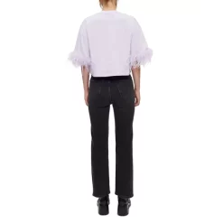 Discount 😍 Maje Plume Feather Trim Tee Purple 🥰 -Women's dress Shop unnamed file 313