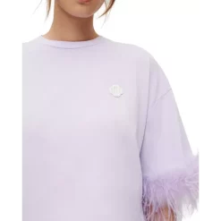 Discount 😍 Maje Plume Feather Trim Tee Purple 🥰 -Women's dress Shop unnamed file 314