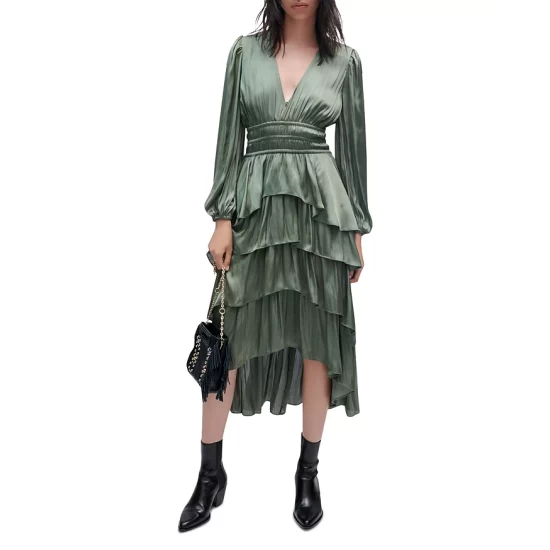 Outlet β¨ Maje Riastuds Ruffled π Dress Khaki π 3 Outlet β¨ Maje Riastuds Ruffled π Dress Khaki π
