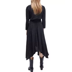 Buy 😉 Maje Rayametta Polka Dot Midi 👗 Dress Black ✨ -Women's dress Shop unnamed file 344