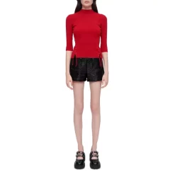 Brand new 🌟 Maje Manuello Ribbed Mock Neck Lace Up Sweater Grey ✨ -Women's dress Shop unnamed file 389