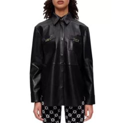 Best Pirce 🥰 Maje Chimori Leather Oversized Jacket Black 🤩