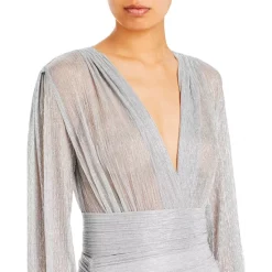 Outlet 😍 Maje Semi Sheer Ruched Mini 👗 Dress - 150th Anniversary Exclusive Silver 🔔 -Women's dress Shop unnamed file 454