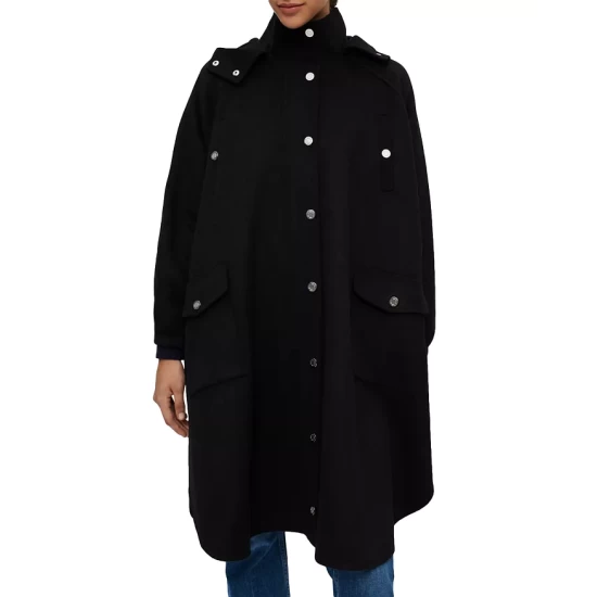 Top 10 π€© Maje Gape Long Hooded π§₯ Coat Black π 3 Top 10 π€© Maje Gape Long Hooded π§₯ Coat Black π