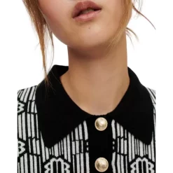 Outlet ❤️ Maje Risola Patterned Fitted 👗 Dress Black White 👏 -Women's dress Shop unnamed file 499