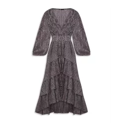 Best deal 🧨 Maje Ruffiniti Smocked Waist Metallic Tiered Midi 👗 Dress Fuchsia 🥰 -Women's dress Shop unnamed file 502