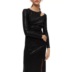 New ✔️ Maje Rilexis Cutout Chainmail Gown Black ✨ -Women's dress Shop unnamed file 529