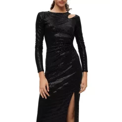 New ✔️ Maje Rilexis Cutout Chainmail Gown Black ✨ -Women's dress Shop unnamed file 530