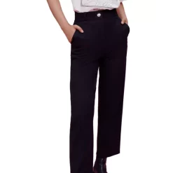 Deals 😀 Maje Pilena Pinstriped Straight Leg Pants Black 😉