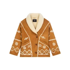 Promo 😀 Maje Gaboul Embroidered Shearling 🧥 Coat Camel 😀 -Women's dress Shop unnamed file 544