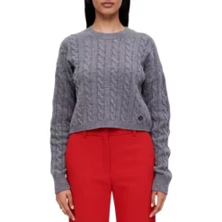 Hot Sale ❤️ Maje Marbre Round Neck Sweater Grey 🤩
