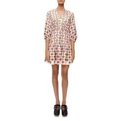 Cheap 🔥 Maje Romea Printed Silk 👗 Dress Tiles Ecru 🌟