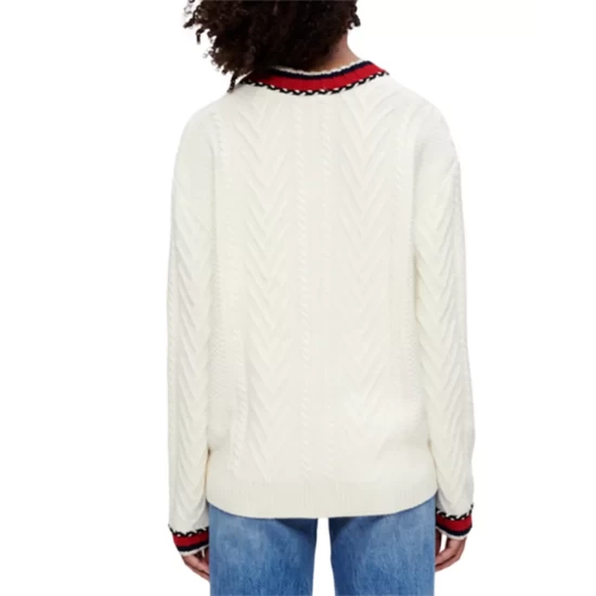 Outlet β Maje Medi Contrast Stripe Braided Cardigan Ecru π 4 Outlet β Maje Medi Contrast Stripe Braided Cardigan Ecru π - Image 2