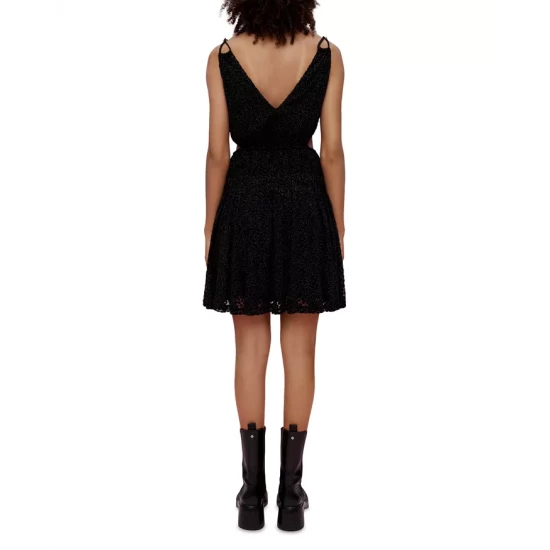 Discount π₯ Maje Roany Deep V Neck Velvet Voile π Dress Black π 4 Discount π₯ Maje Roany Deep V Neck Velvet Voile π Dress Black π - Image 2