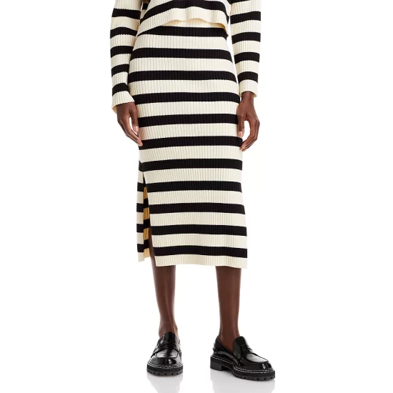 Best Sale β Maje Striped Knit Midi π Skirt - 150th Anniversary Exclusive Ecru Black 𧨠4 Best Sale β Maje Striped Knit Midi π Skirt - 150th Anniversary Exclusive Ecru Black 𧨠- Image 2