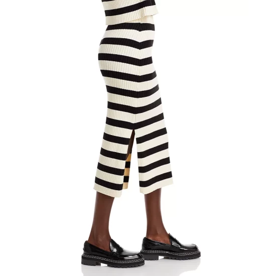 Best Sale β Maje Striped Knit Midi π Skirt - 150th Anniversary Exclusive Ecru Black 𧨠6 Best Sale β Maje Striped Knit Midi π Skirt - 150th Anniversary Exclusive Ecru Black 𧨠- Image 4