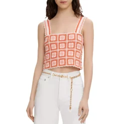 Hot Sale 𧨠Maje Matucada Crochet Crop Top Orange π