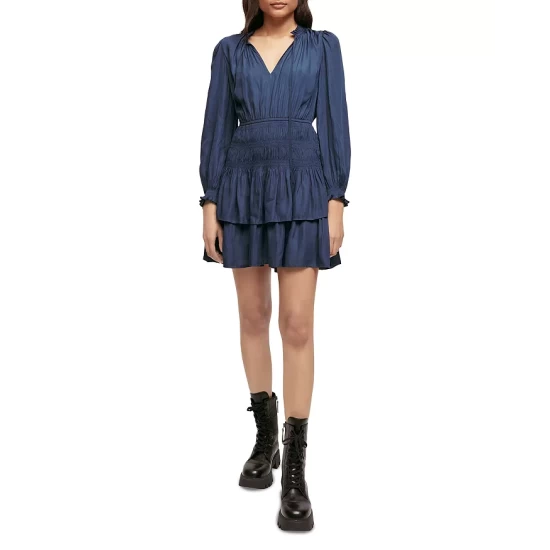 Brand new π₯° Maje Smocked Tie Neck π Dress Navy π 3 Brand new π₯° Maje Smocked Tie Neck π Dress Navy π