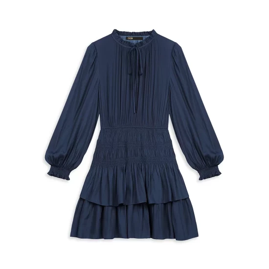 Brand new π₯° Maje Smocked Tie Neck π Dress Navy π 5 Brand new π₯° Maje Smocked Tie Neck π Dress Navy π - Image 3