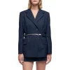 Best deal 🧨 Maje Ville Belted Tailored Jacket Navy 🎁 -Women's dress Shop unnamed file 758