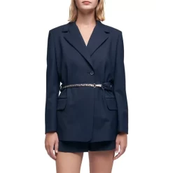 Best deal 🧨 Maje Ville Belted Tailored Jacket Navy 🎁