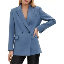 Best Sale ✔️ Maje Vayra Double Breasted Jacket Steel Blue 😀