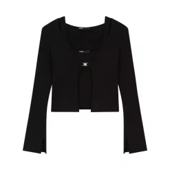 Cheapest 💯 Maje Mimose Cropped Sweater Black 👏 -Women's dress Shop unnamed file 809