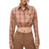 Wholesale 🤩 Maje Cavellino Check Print Cropped 👕 Shirt Orange 🤩 -Women's dress Shop unnamed file 853