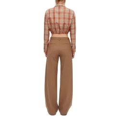 Wholesale 🤩 Maje Cavellino Check Print Cropped 👕 Shirt Orange 🤩 -Women's dress Shop unnamed file 856