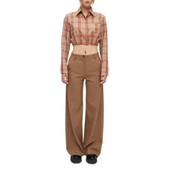 Wholesale 🤩 Maje Cavellino Check Print Cropped 👕 Shirt Orange 🤩 -Women's dress Shop unnamed file 857