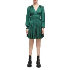 Hot Sale 🔥 Maje Smocked Ruffled 👗 Dress Grey 👏