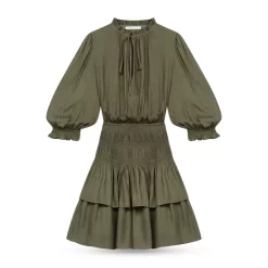 New 🎉 Maje Radji Smocked Mini 👗 Dress Khaki 🛒 -Women's dress Shop unnamed file 901