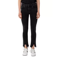 Discount 🛒 Maje Pachafran High Rise Straight Cut 👖 Jeans With Raw Hem In Anthracite ⌛