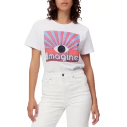 Women's dress Shop 14 Best Sale β¨ Maje Vision Embellished Graphic Print Tee White π€©