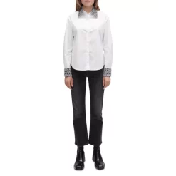 Women's dress Shop 6 Promo π Maje Cipaje Jacquard Trim π Shirt White π